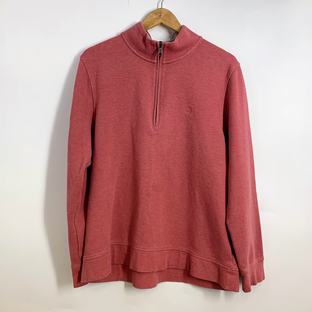 Brooks Brothers Mens Red Heathered Quarter Zip Pullover Sweatshirt Size Large‎
